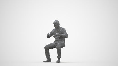 scanned 3D man casual business, photogrammetry people for Enscape and V-Ray, wireframe back view