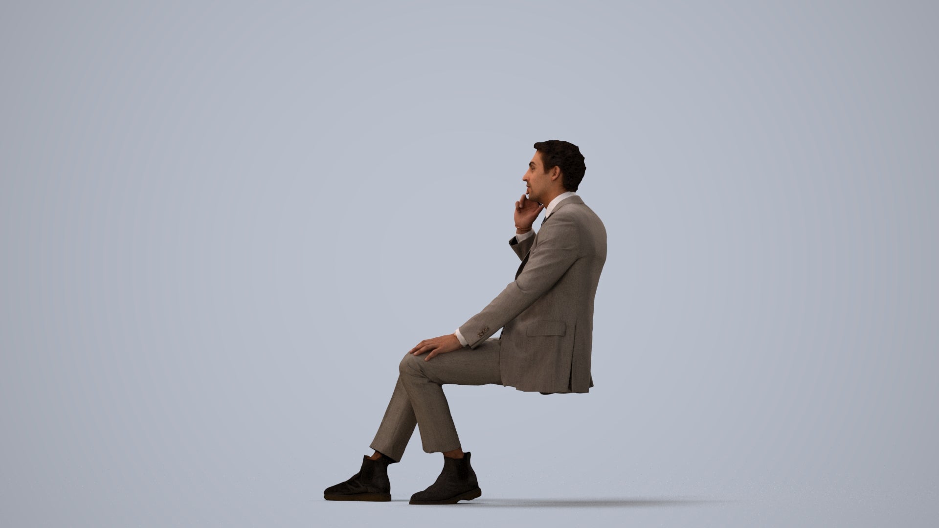 scanned 3D man business, photogrammetry people for Enscape and V-Ray, three-quarter view render