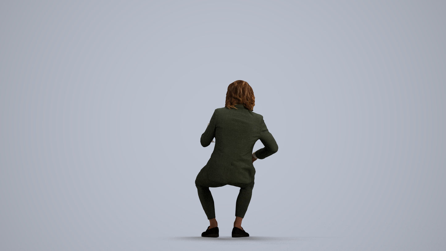 scanned 3D man business, photogrammetry people for Enscape and V-Ray, front view render