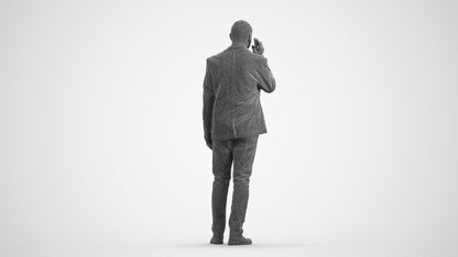 scanned 3D senior man business, photogrammetry people for Enscape and V-Ray, wireframe front view