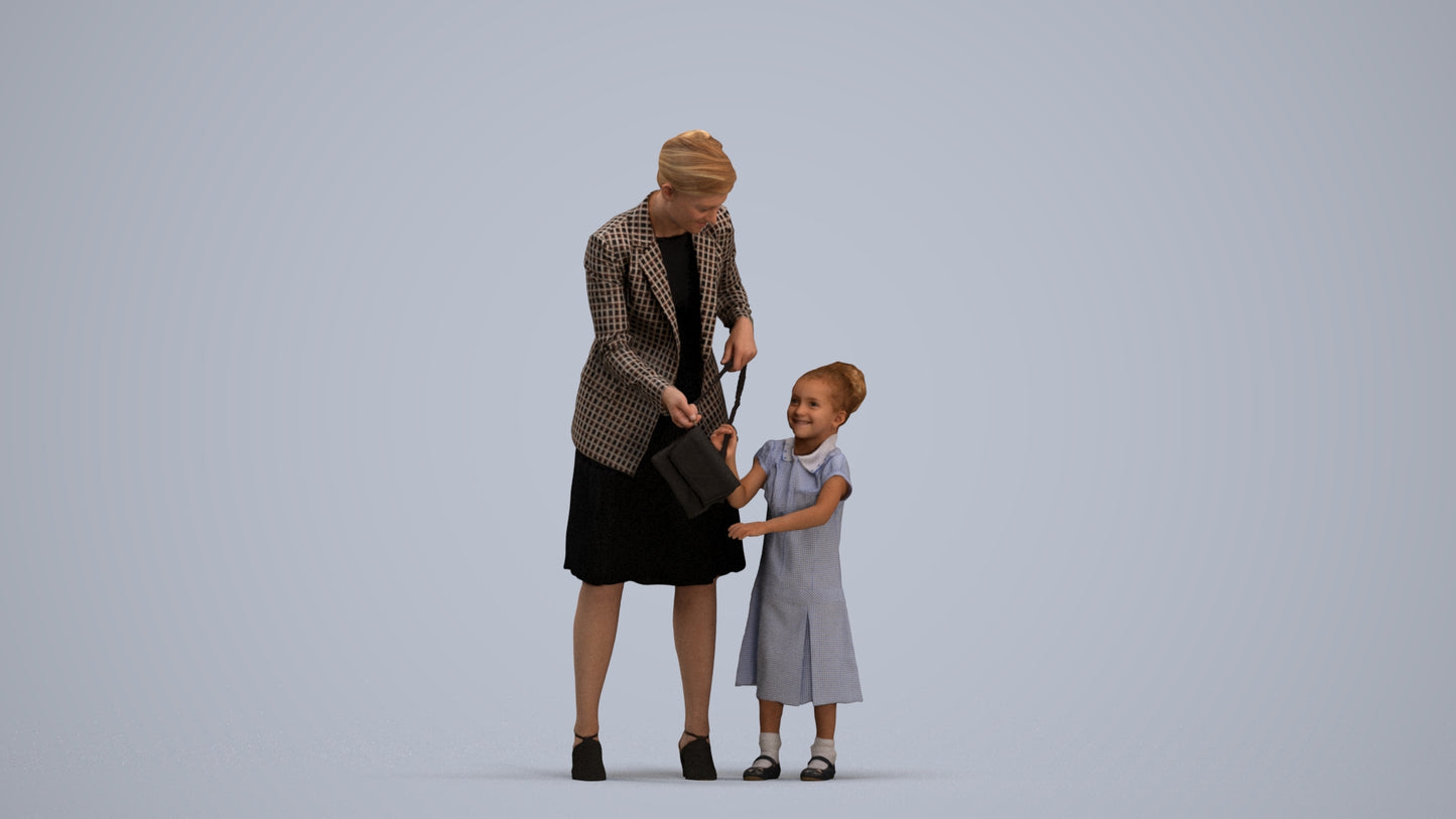 photogrammetry 3D girl casual kids, realistic human model archviz FBX, standing pose render
