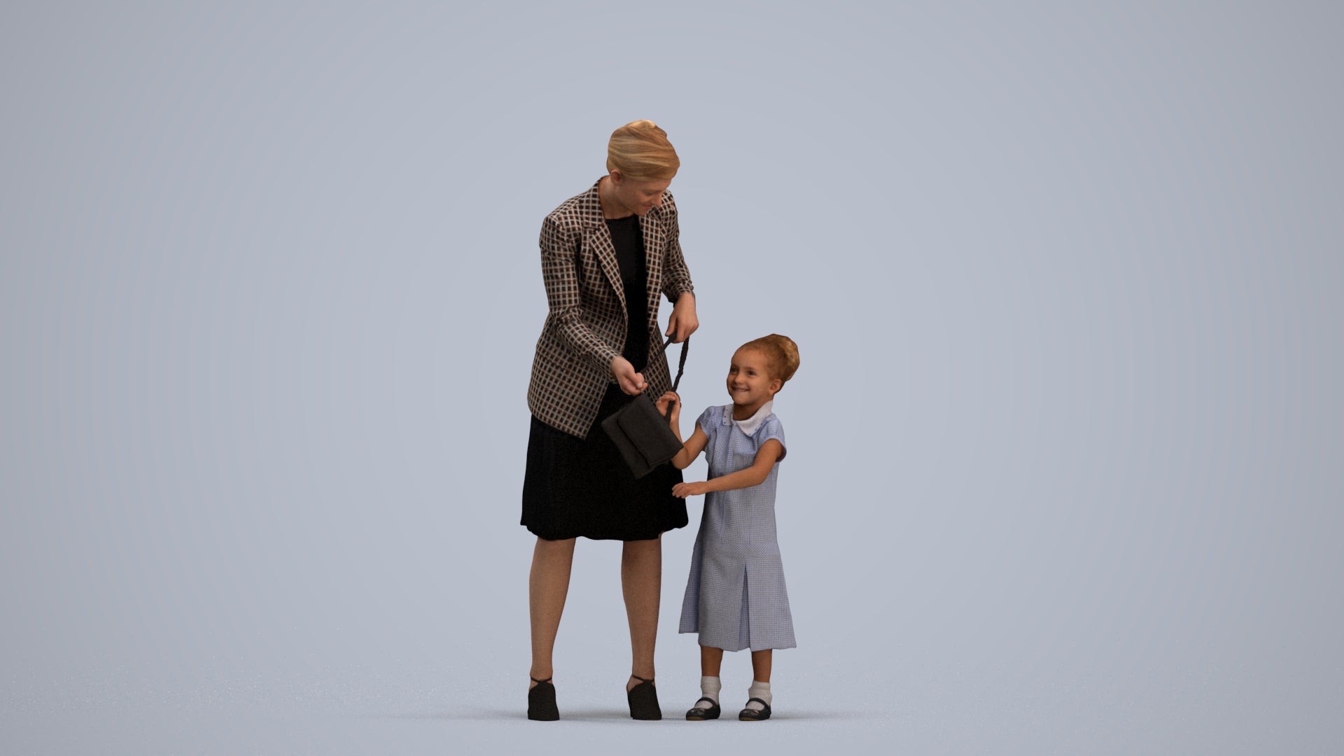 photogrammetry 3D girl casual kids, realistic human model archviz FBX, standing pose render