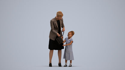 photogrammetry 3D girl casual kids, realistic human model archviz FBX, standing pose render