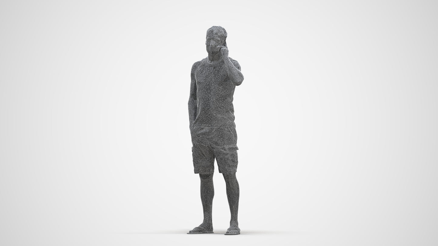 photogrammetry 3D man casual standing, realistic human model archviz FBX, three-quarter front view render