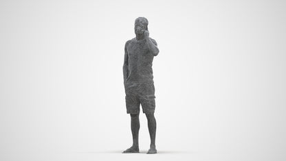 photogrammetry 3D man casual standing, realistic human model archviz FBX, three-quarter front view render