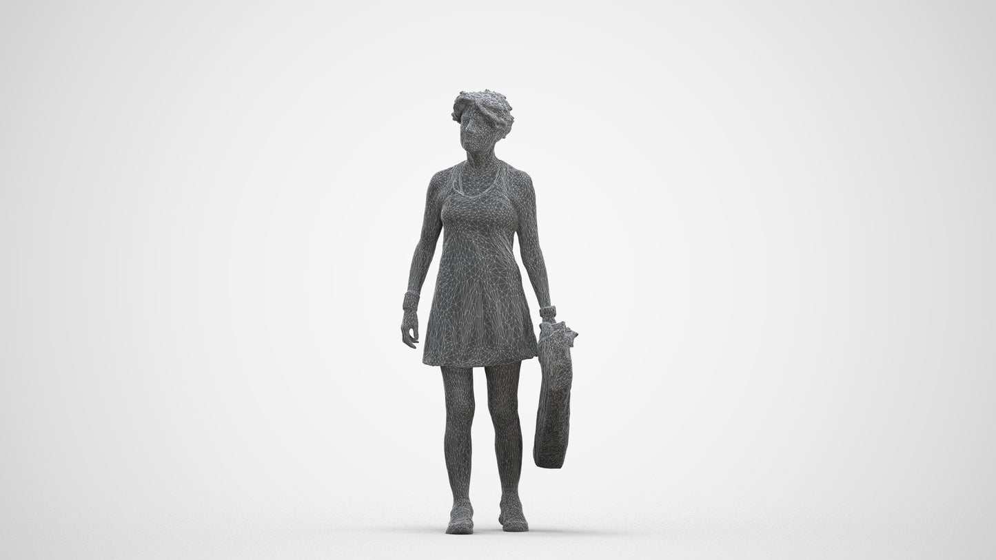 realistic 3D woman sport, scanned archviz people for Blender and 3ds Max, three-quarter front view render