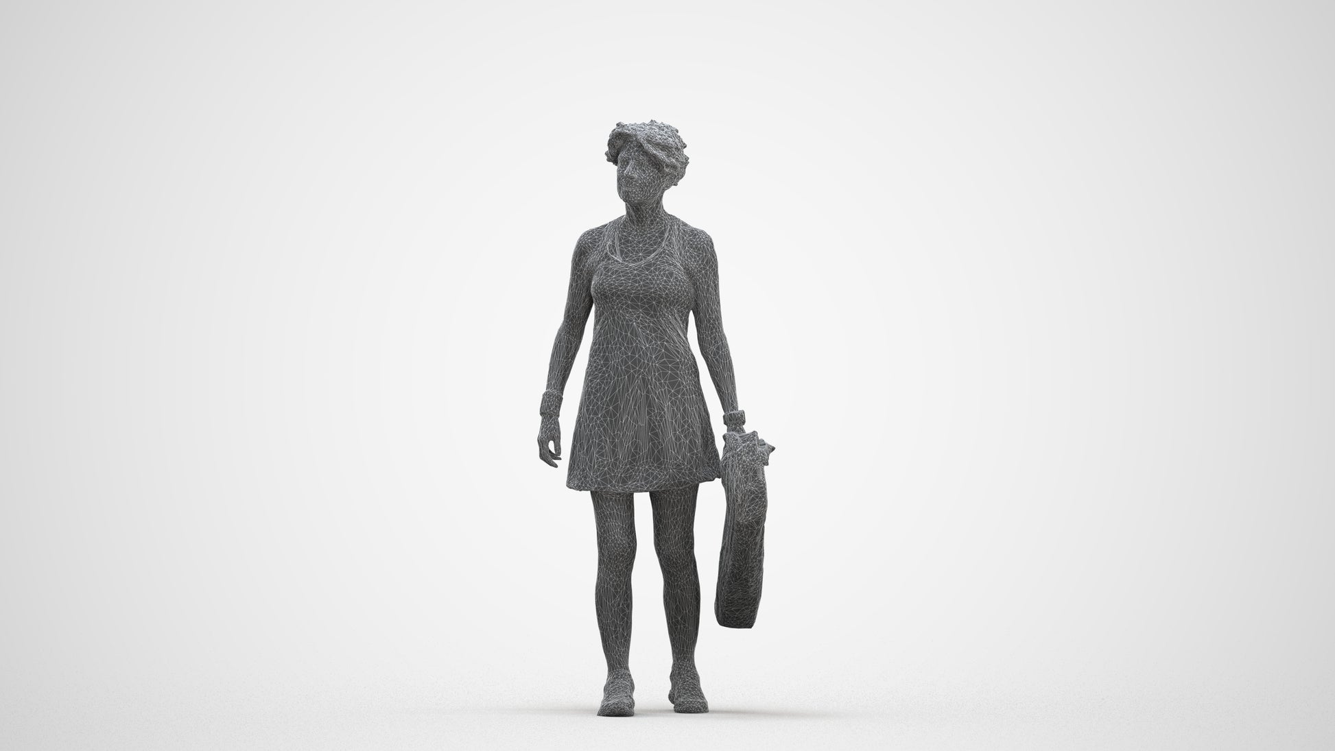 realistic 3D woman sport, scanned archviz people for Blender and 3ds Max, three-quarter front view render