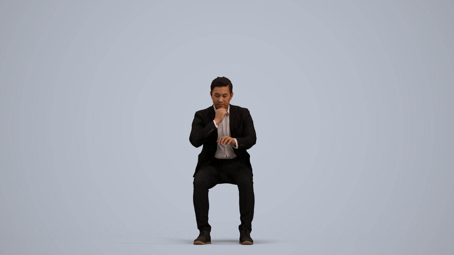 3D people model man business, scanned human for 3ds Max rendering, standing pose render