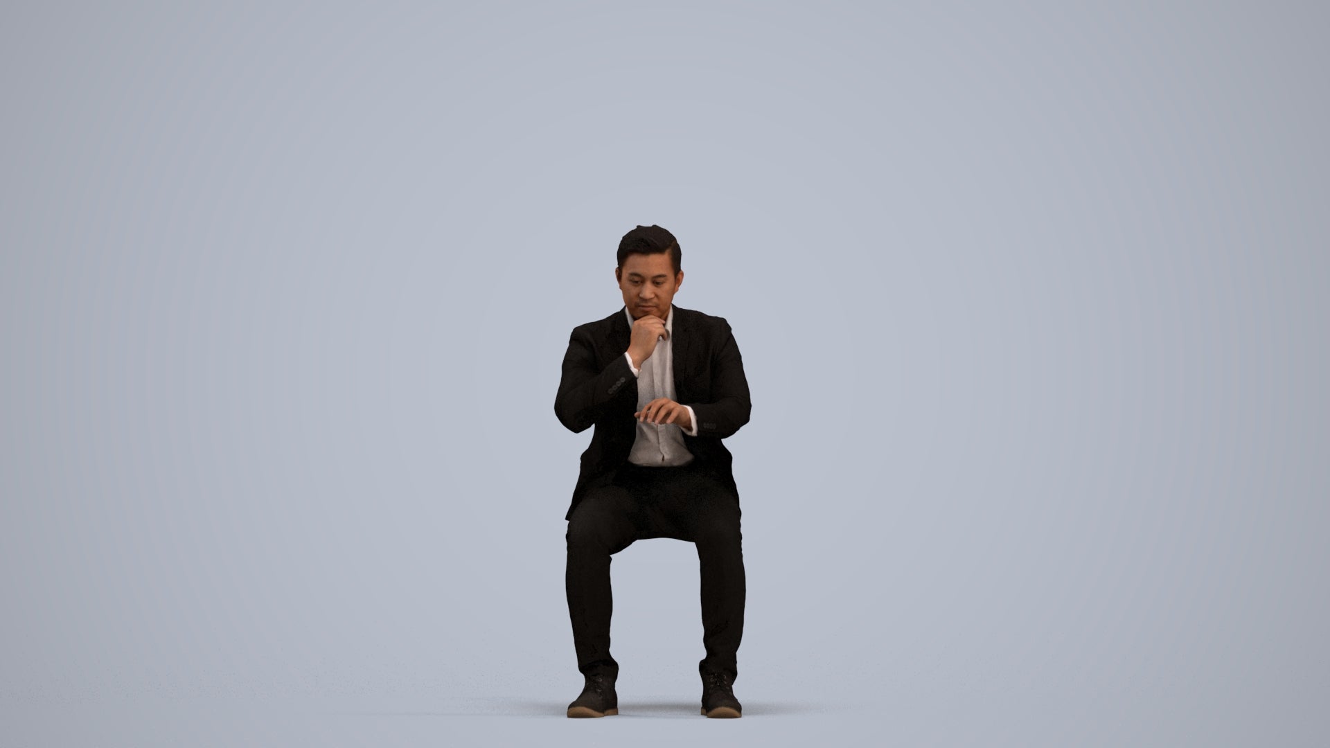 3D people model man business, scanned human for 3ds Max rendering, standing pose render