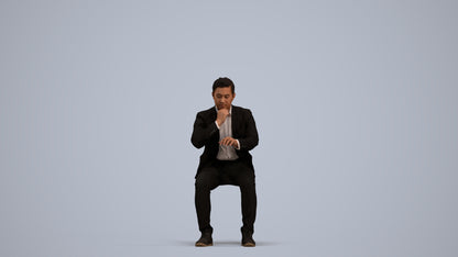 3D people model man business, scanned human for 3ds Max rendering, standing pose render