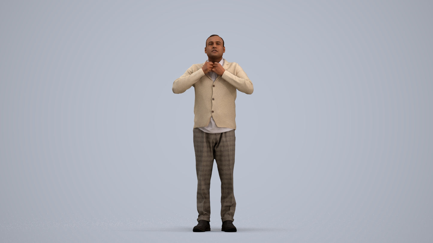 3D people model man business standing, scanned human for 3ds Max rendering, standing pose render