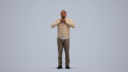 3D people model man business standing, scanned human for 3ds Max rendering, standing pose render