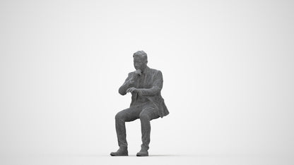 3D people model man business, scanned human for 3ds Max rendering, wireframe back view