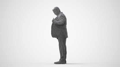 realistic 3D senior man business standing, scanned archviz people for Blender and 3ds Max, square thumbnail