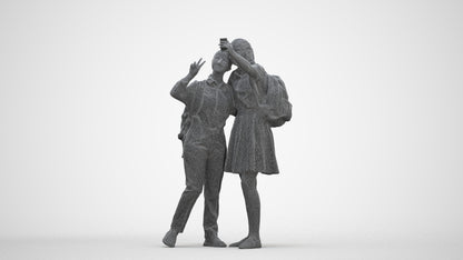 scanned 3D girl kids, photogrammetry people for Enscape and V-Ray, three-quarter front view render