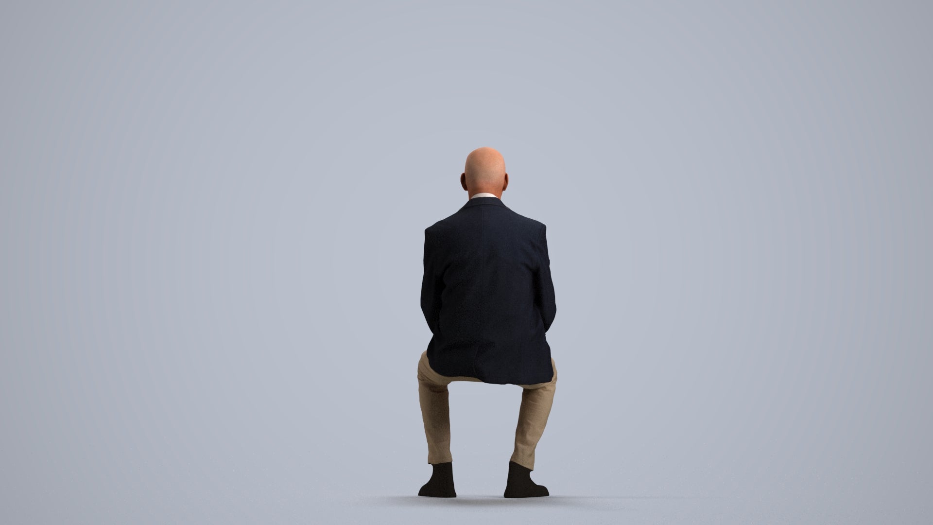 scanned 3D senior man business, photogrammetry people for Enscape and V-Ray, front view render