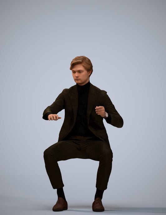 3D scanned man business, photorealistic archviz people for Enscape and SketchUp