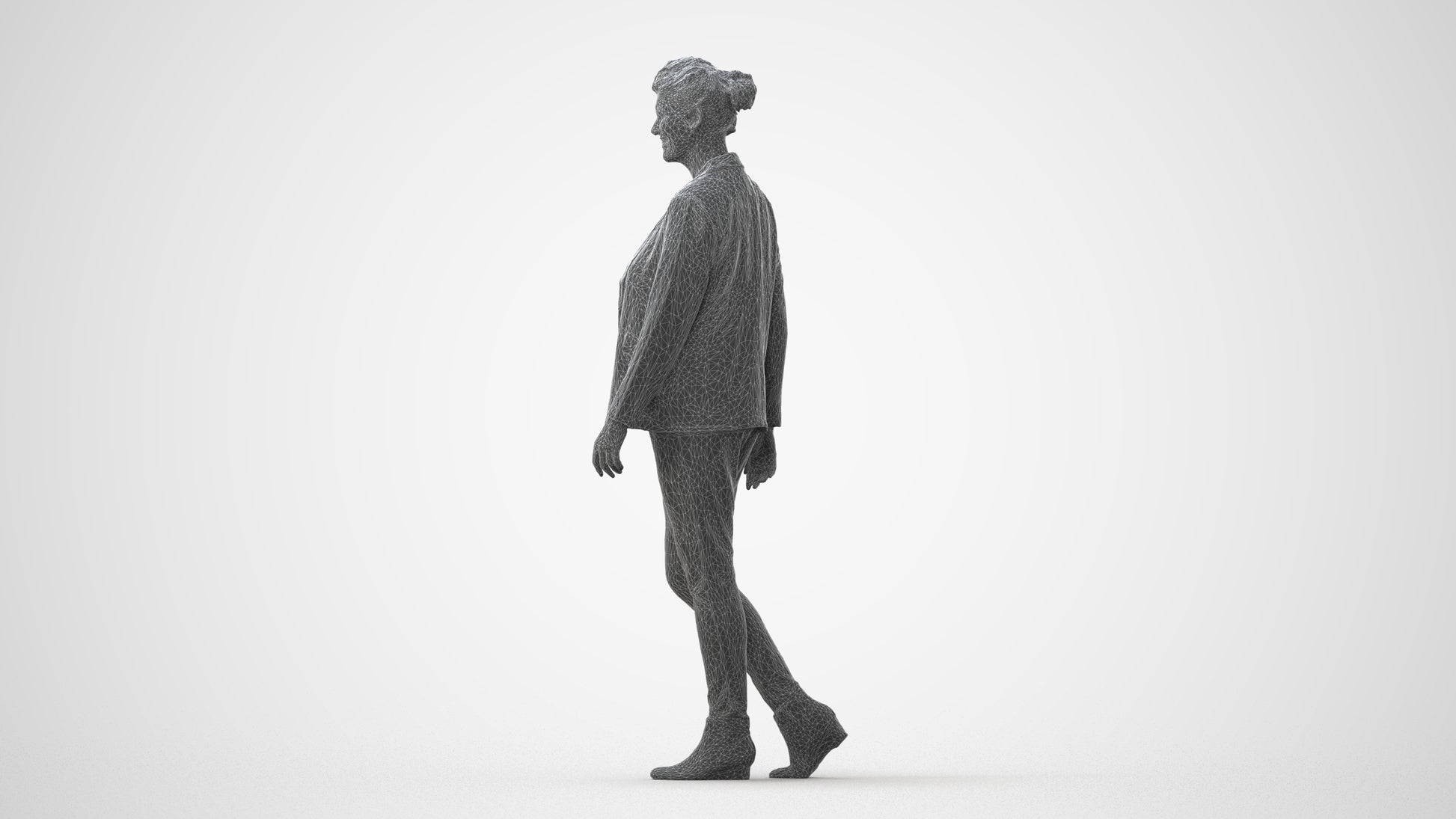 3D scanned woman walking business, photorealistic archviz people for Enscape and SketchUp, square thumbnail