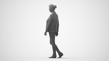 3D scanned woman walking business, photorealistic archviz people for Enscape and SketchUp, square thumbnail