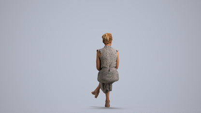 realistic 3D human woman casual sitting, archviz people FBX OBJ for Blender, front view render