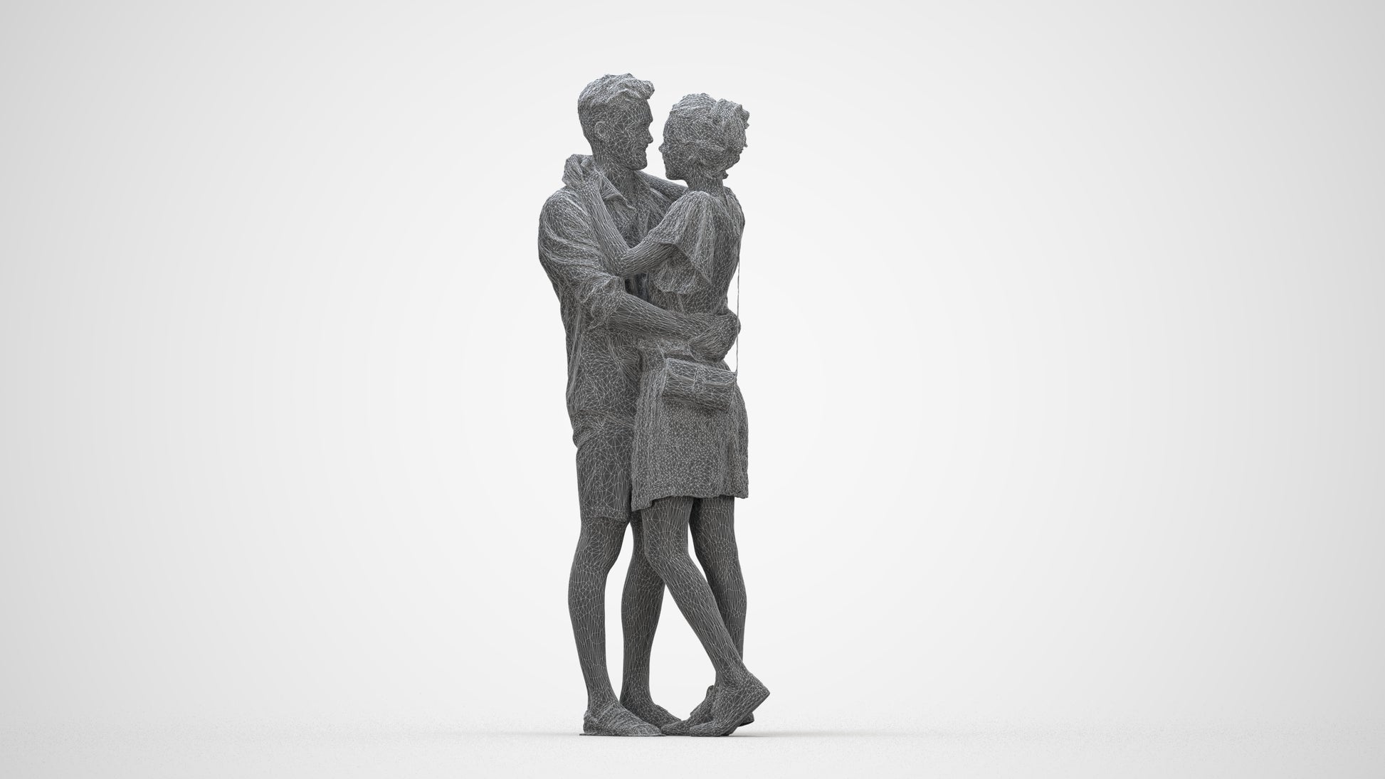 realistic 3D human woman casual business, archviz people FBX OBJ for Blender, wireframe back view