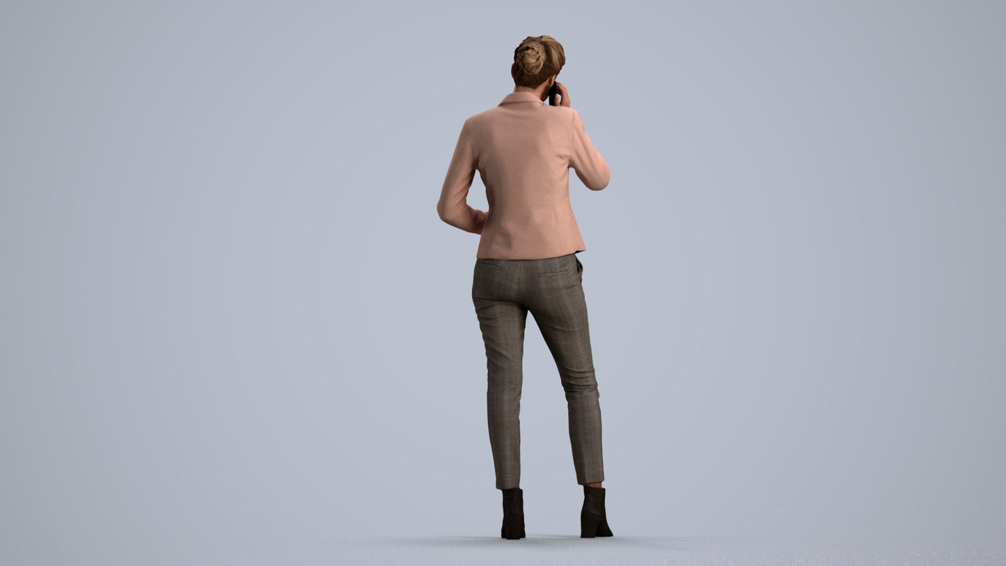 scanned 3D woman business, photogrammetry people for Enscape and V-Ray, front view render