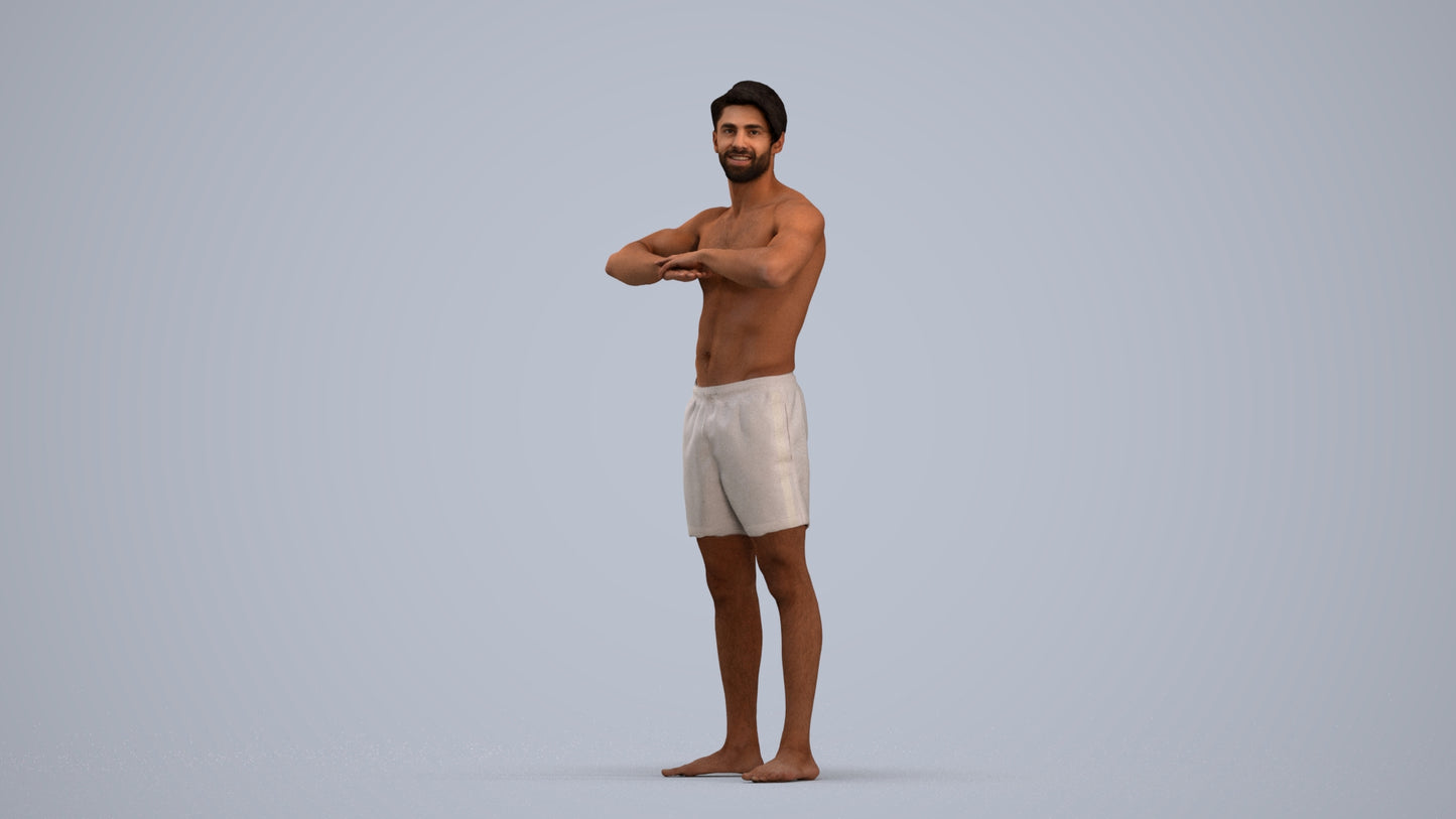scanned 3D man pool, photogrammetry people for Enscape and V-Ray, standing pose render