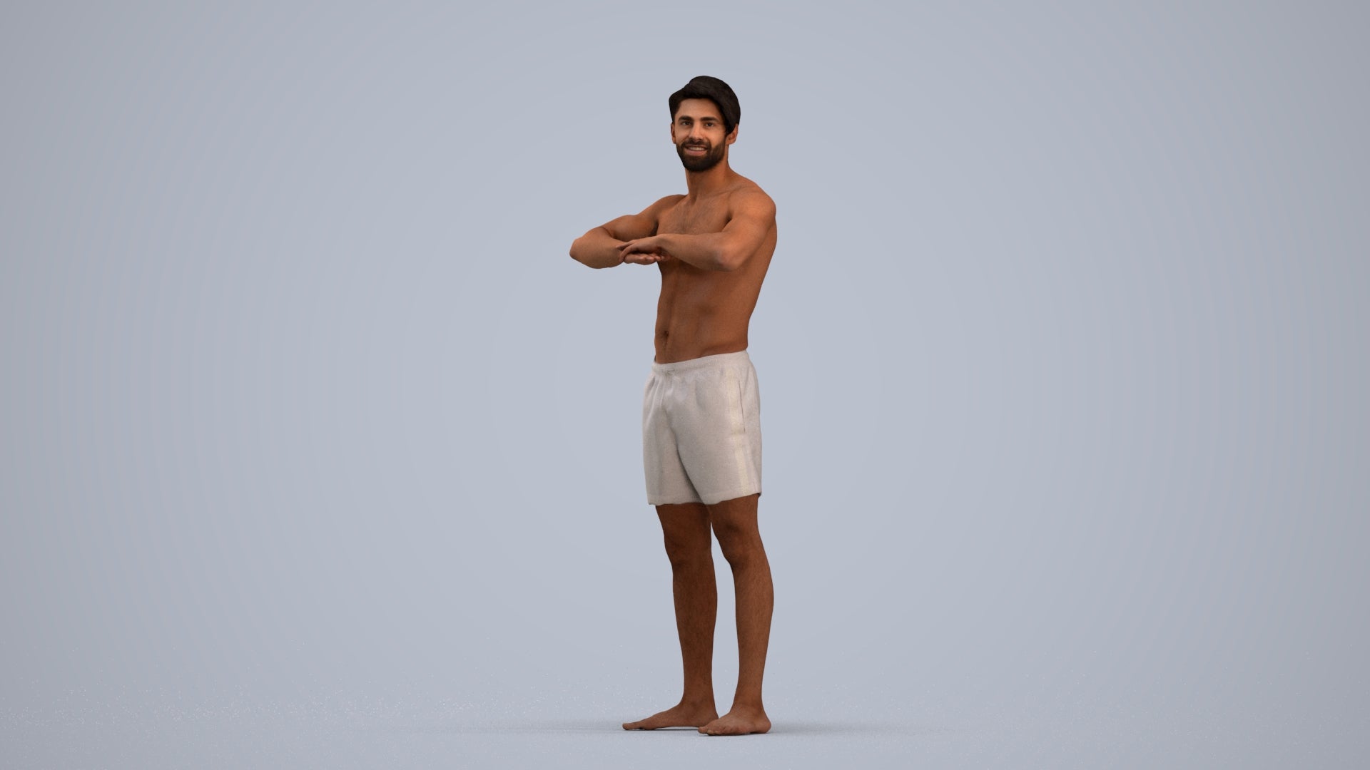 scanned 3D man pool, photogrammetry people for Enscape and V-Ray, standing pose render