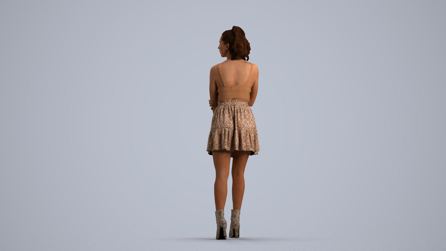 scanned 3D woman casual walking, photogrammetry people for Enscape and V-Ray, front view render