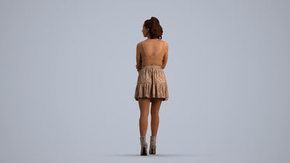 scanned 3D woman casual walking, photogrammetry people for Enscape and V-Ray, front view render