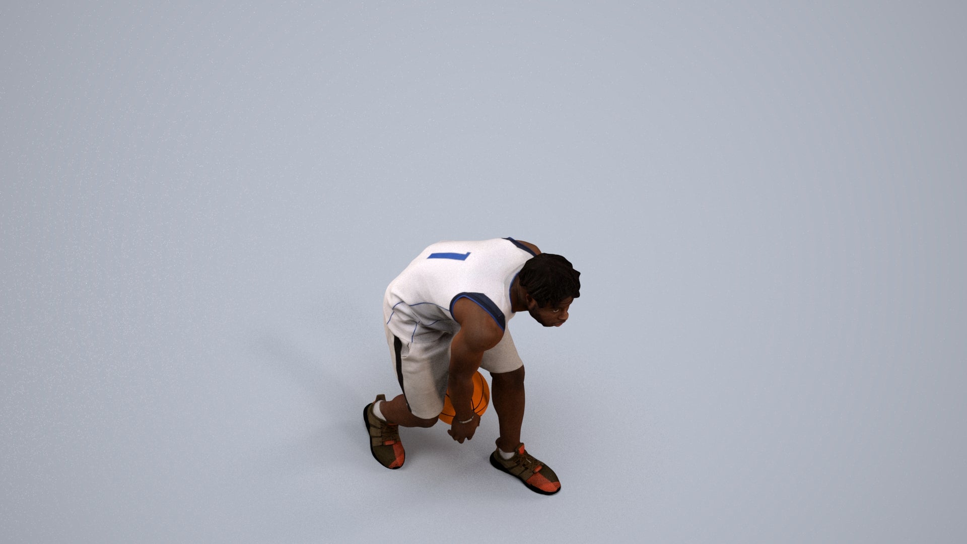 3D people model man sport, scanned human for 3ds Max rendering, back view render