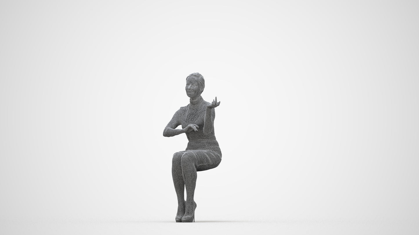 3D people model woman business, scanned human for 3ds Max rendering, wireframe back view