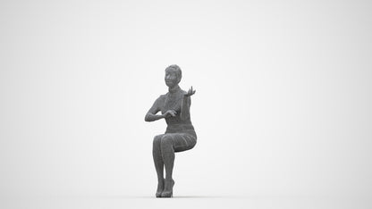 3D people model woman business, scanned human for 3ds Max rendering, wireframe back view