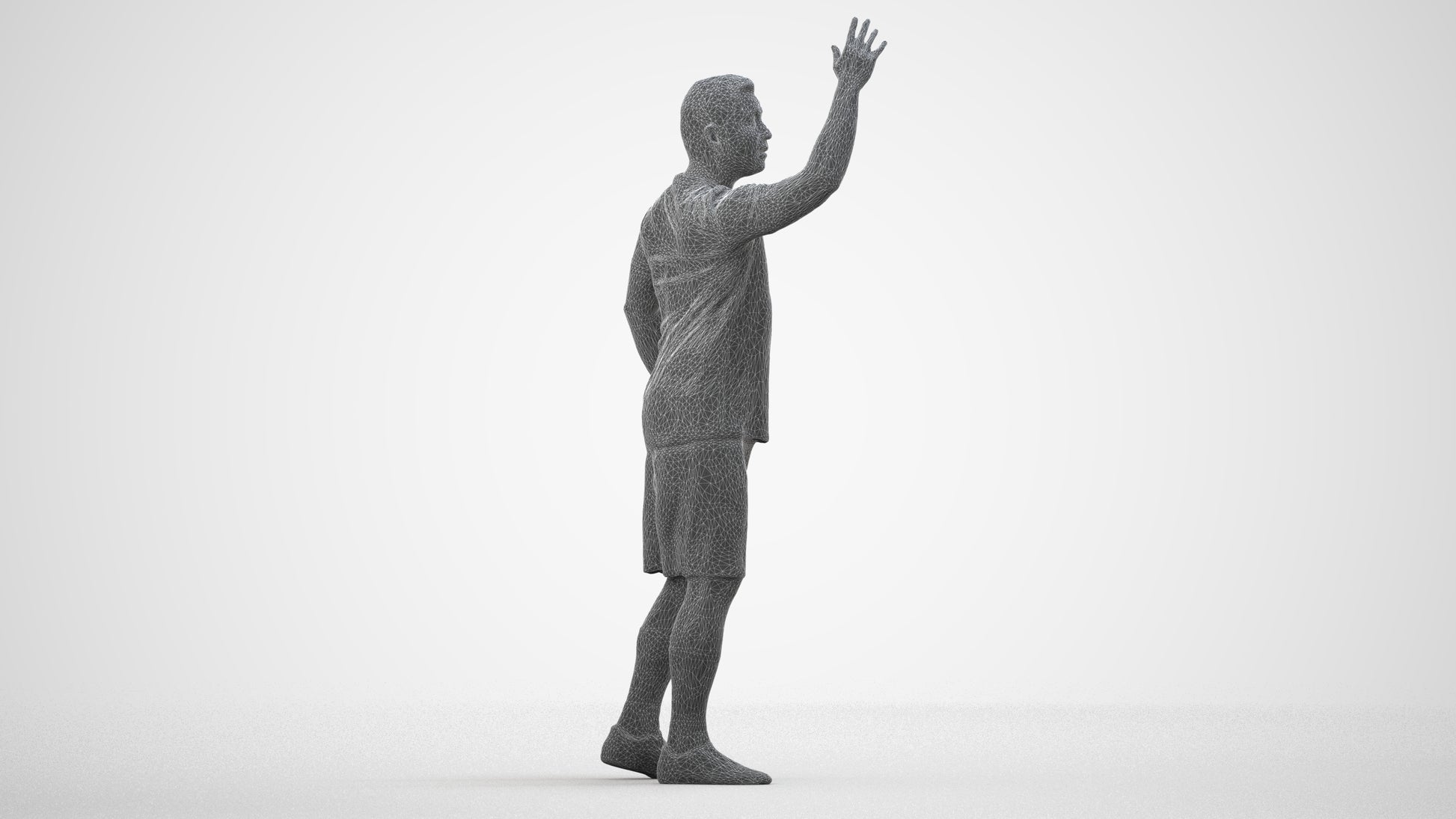 realistic 3D people man sport, render-ready for V-Ray and Corona, FBX OBJ, wireframe side view