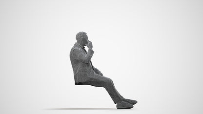 3D people model man business, scanned human for 3ds Max rendering, wireframe side view