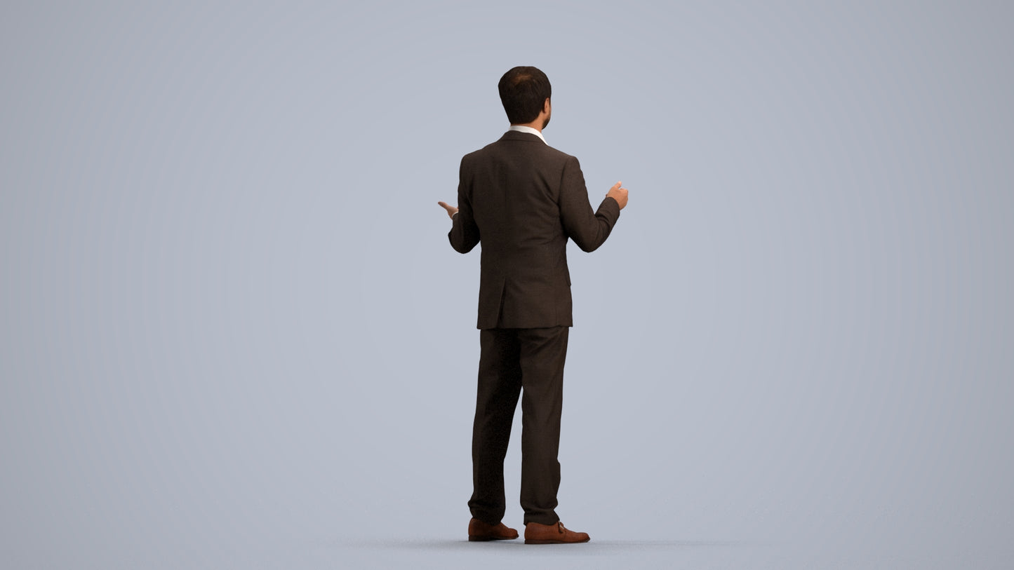 realistic 3D man business, scanned archviz people for Blender and 3ds Max, front view render