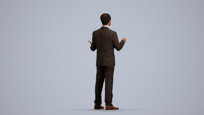 realistic 3D man business, scanned archviz people for Blender and 3ds Max, front view render