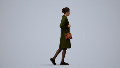 3D people model woman casual walking, scanned human for 3ds Max rendering, side view render