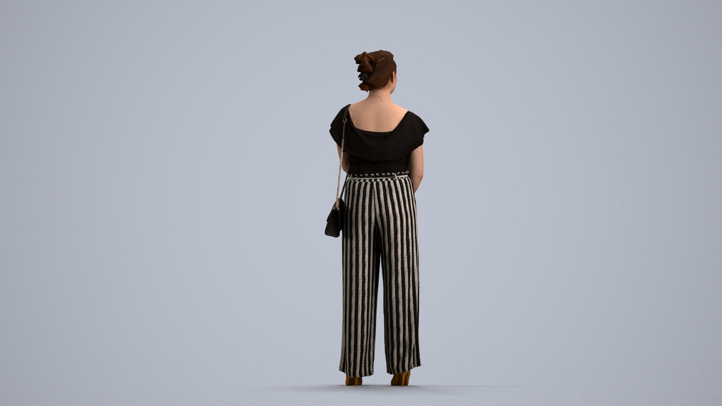 3D people model woman casual standing, scanned human for 3ds Max rendering, front view render