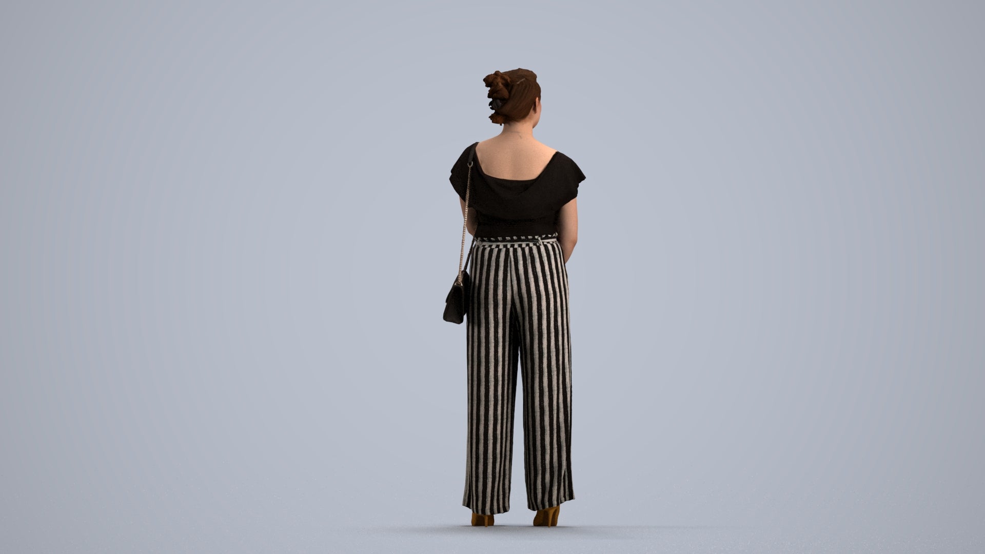 3D people model woman casual standing, scanned human for 3ds Max rendering, front view render