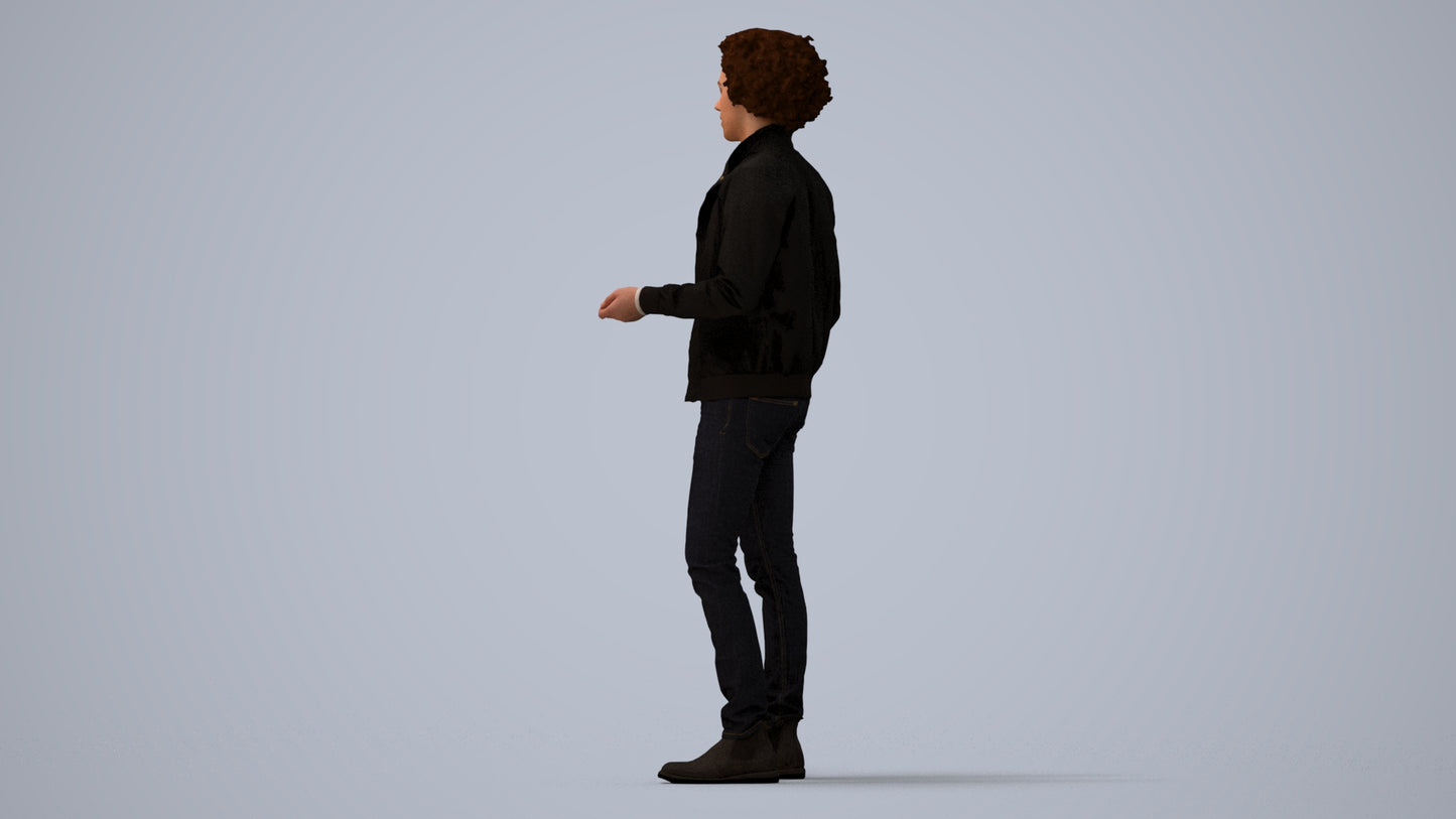 realistic 3D people man casual standing, render-ready for V-Ray and Corona, FBX OBJ, three-quarter view render