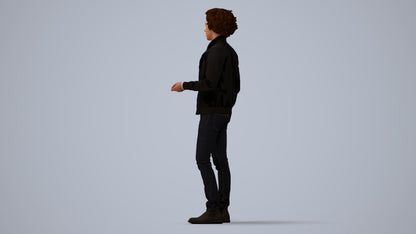realistic 3D people man casual standing, render-ready for V-Ray and Corona, FBX OBJ, three-quarter view render