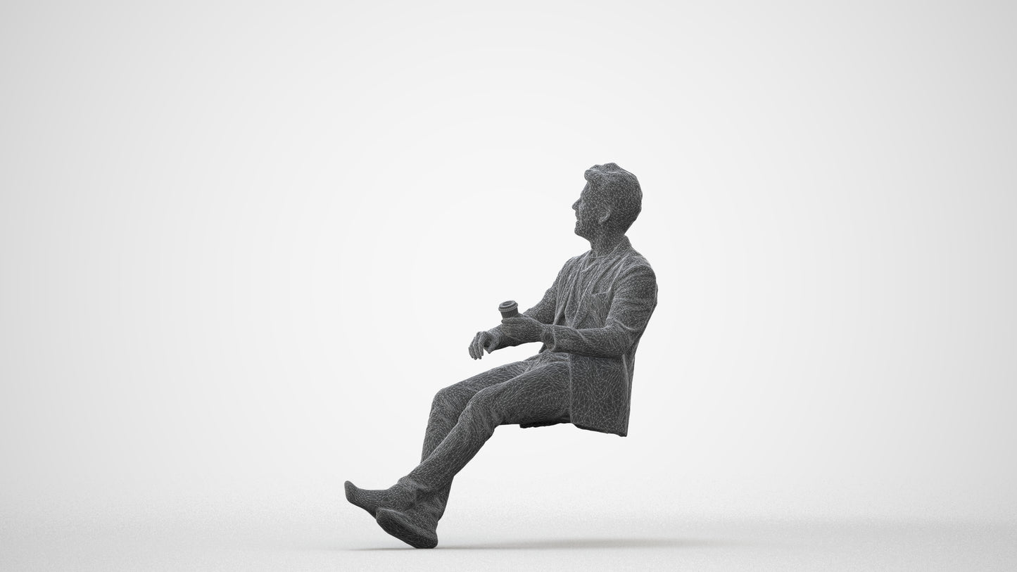 3D human model man casual business, photogrammetry scanned person for archviz, square thumbnail