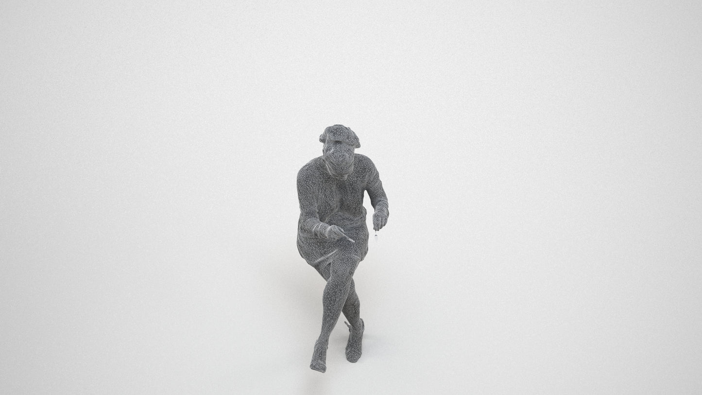 realistic 3D people woman casual sitting, render-ready for V-Ray and Corona, FBX OBJ, wireframe three-quarter view