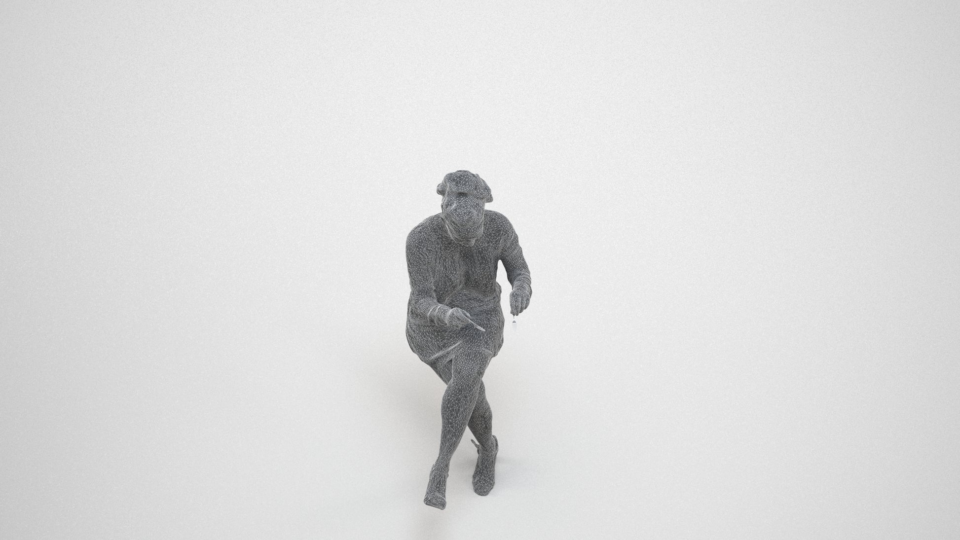 realistic 3D people woman casual sitting, render-ready for V-Ray and Corona, FBX OBJ, wireframe three-quarter view