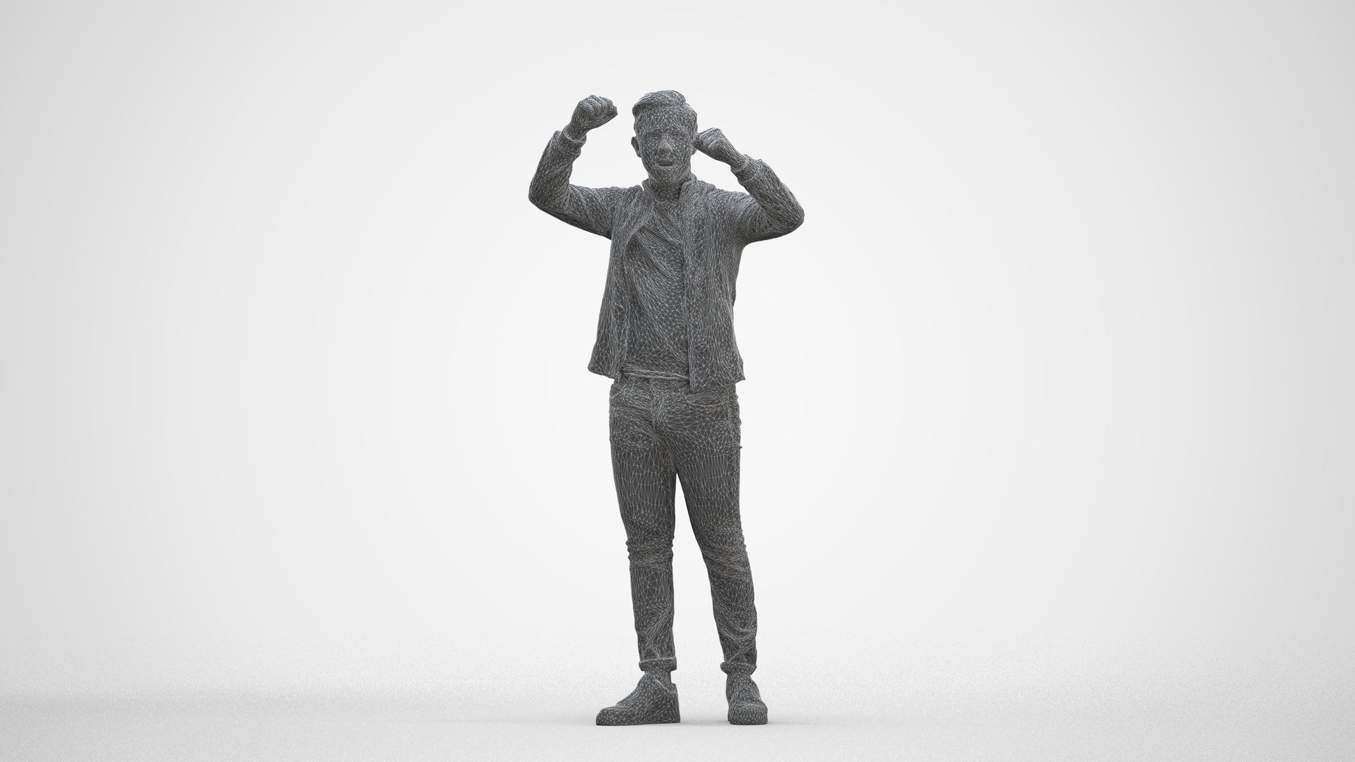 realistic 3D human boy casual kids, archviz people FBX OBJ for Blender, three-quarter front view render