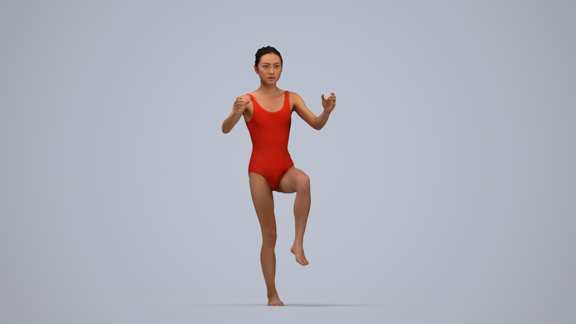photogrammetry 3D woman pool, realistic human model archviz FBX, top-down view render