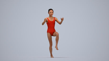 photogrammetry 3D woman pool, realistic human model archviz FBX, top-down view render