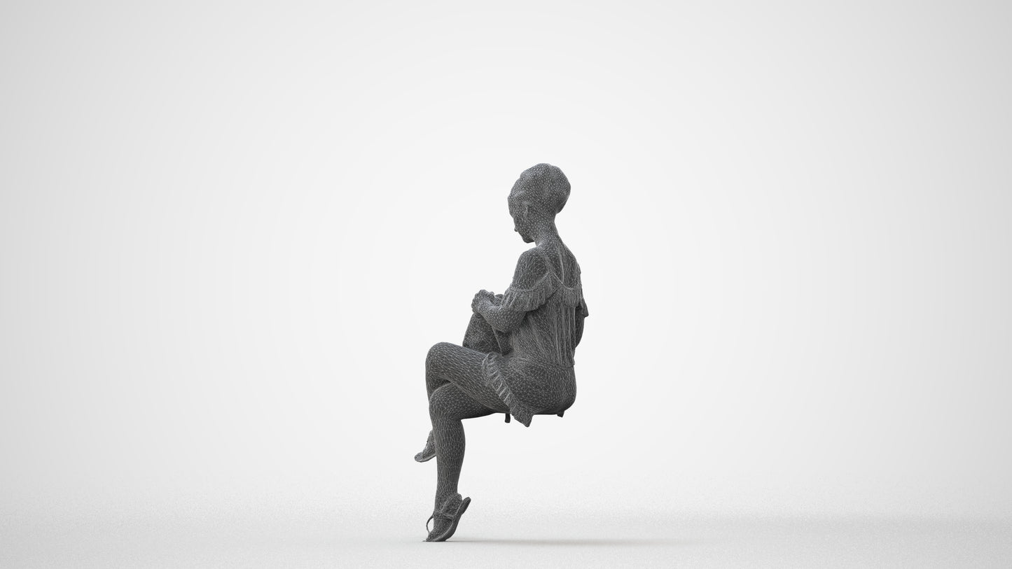 realistic 3D girl casual kids, scanned archviz people for Blender and 3ds Max, square thumbnail