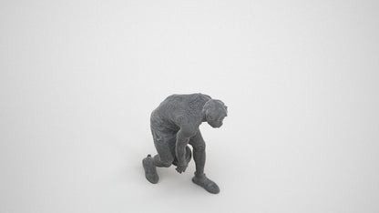 3D people model man sport, scanned human for 3ds Max rendering, wireframe three-quarter view